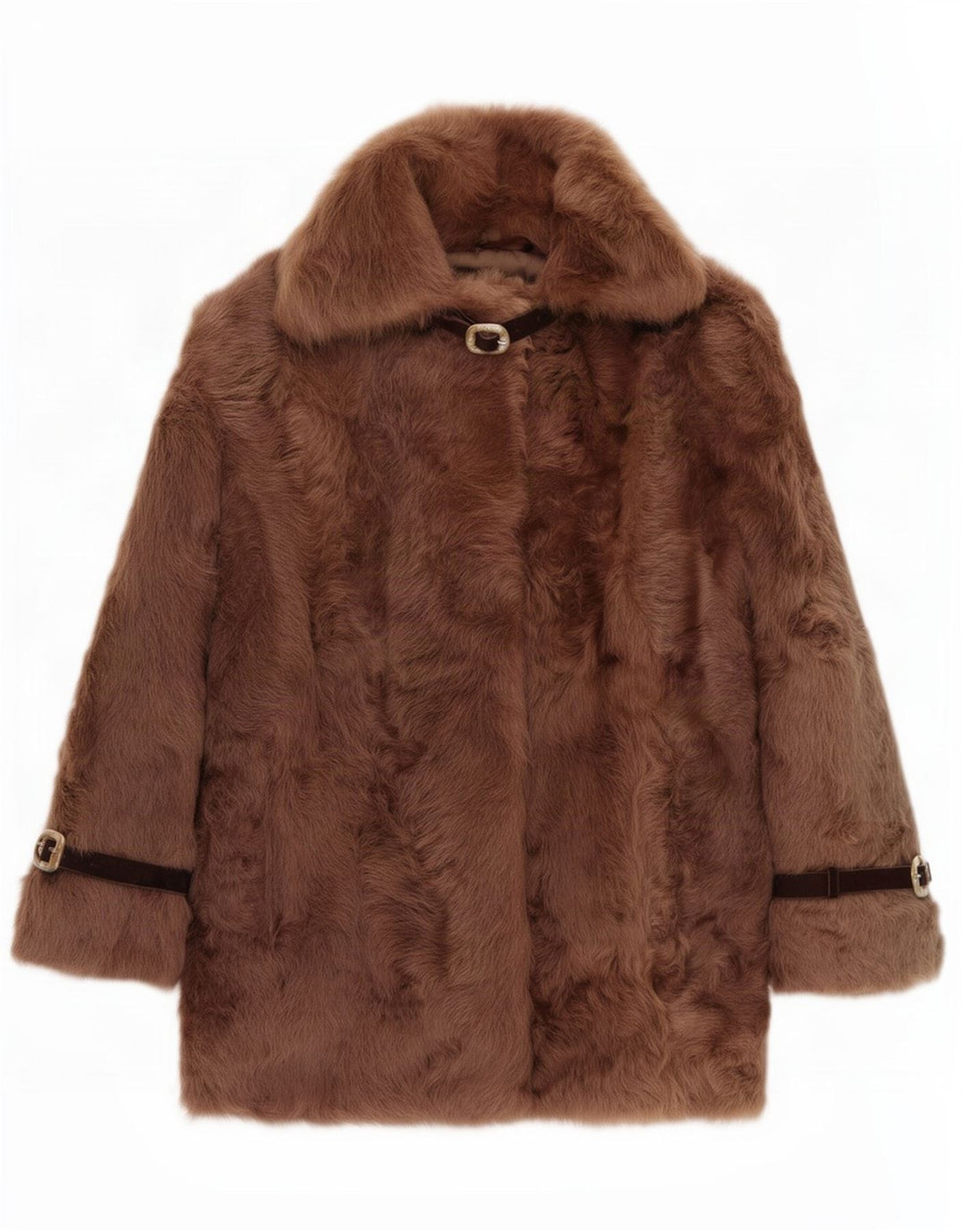 Vintage Damen Kunstfellmantel UK 14 Mittelbraun