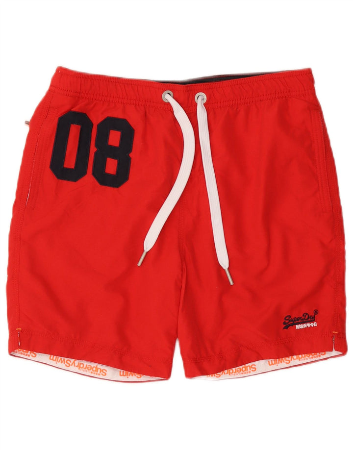 Superdry Herren Badeshorts mit Grafik, Größe L, Rot, Polyester