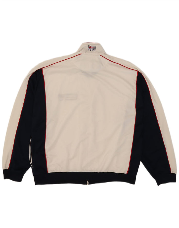 Reebok Herren-Trainingsanzug-Top-Jacke, großes weißes Farbblock-Polyester
