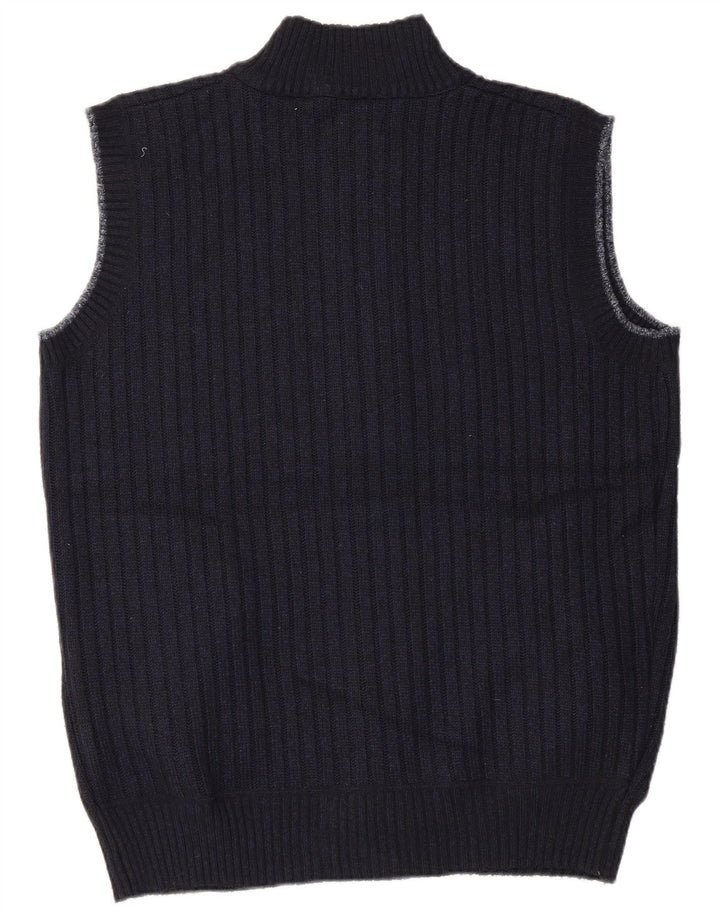 Pierre Cardin Ärmelloser Herren-Cardigan-Pullover aus mittelmarineblauem Polyester