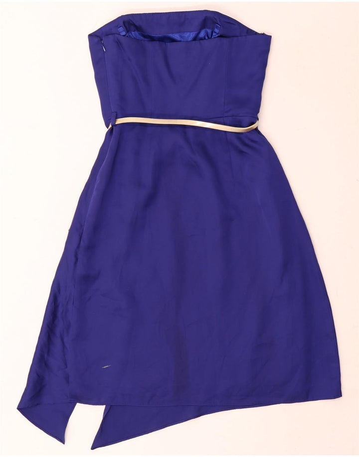 Coast Damen Asymmetrisches trägerloses Kleid UK 6 XS Blau Polyester