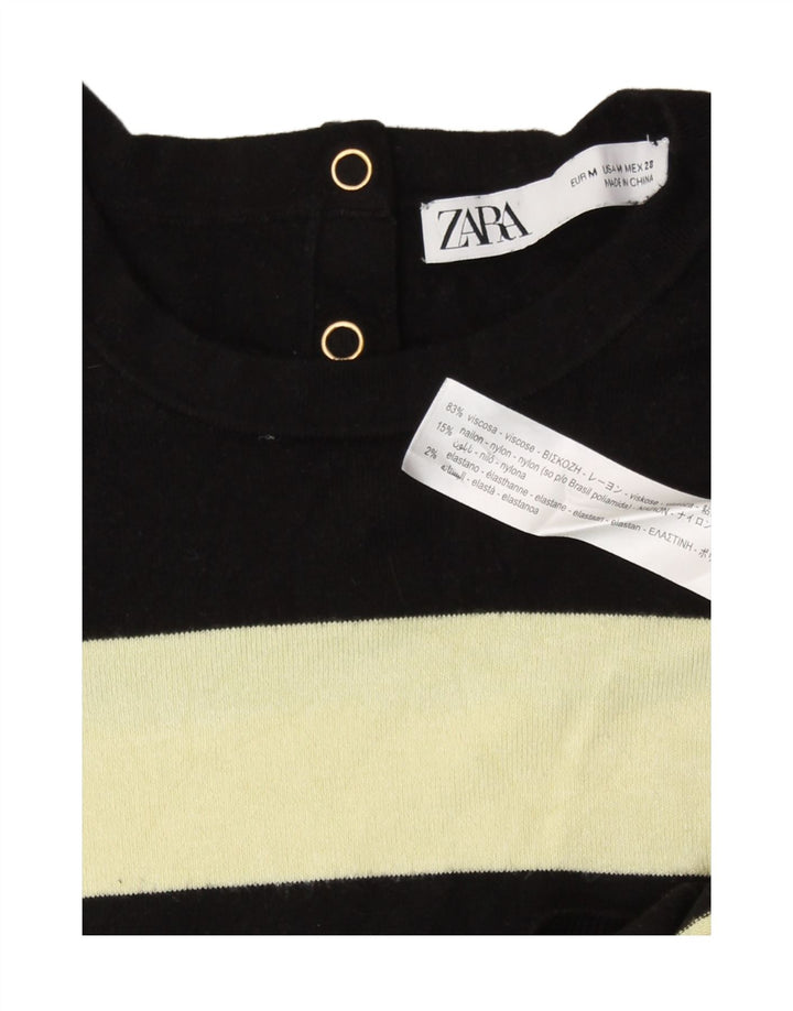 Zara Damen-Pullover mit Rundhalsausschnitt, UK 12, Mittelschwarz, Farbblock