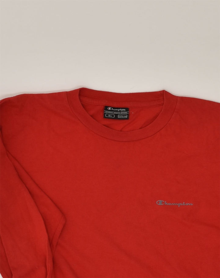 CHAMPION Boys Top Long Sleeve 13-14 Years Red Cotton | Vintage Champion | Thrift | Second-Hand Champion | Used Clothing | Messina Hembry 