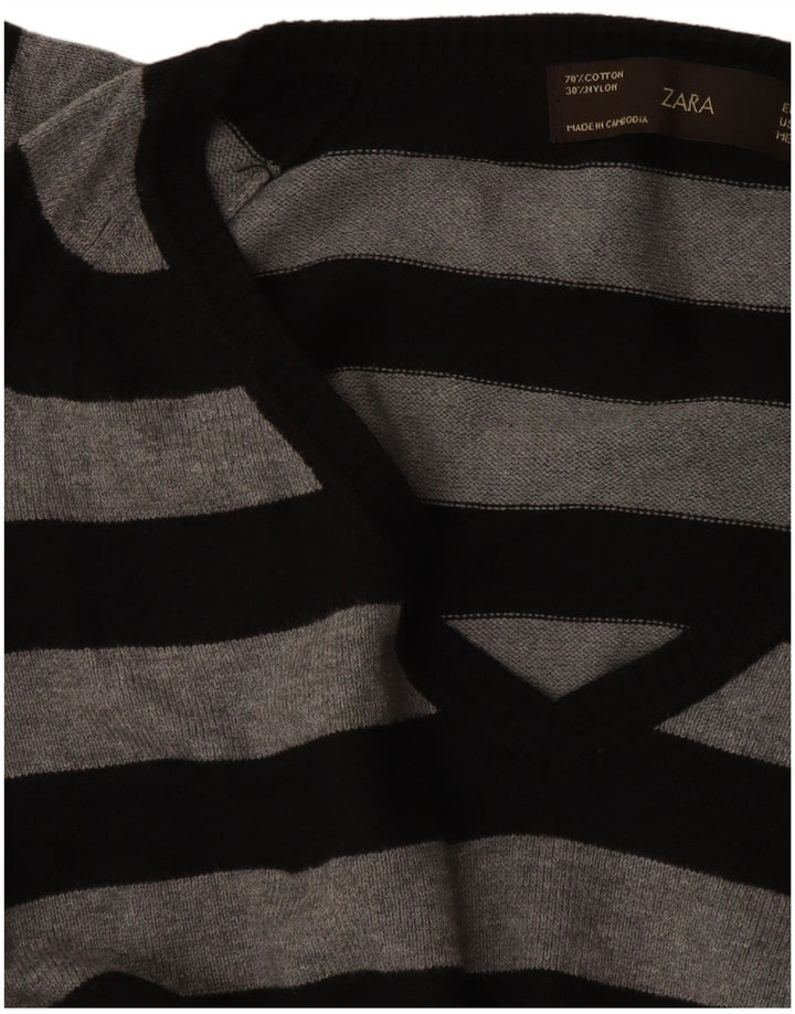 Zara Damen-Pullover mit V-Ausschnitt, Gr. 14, Schwarz