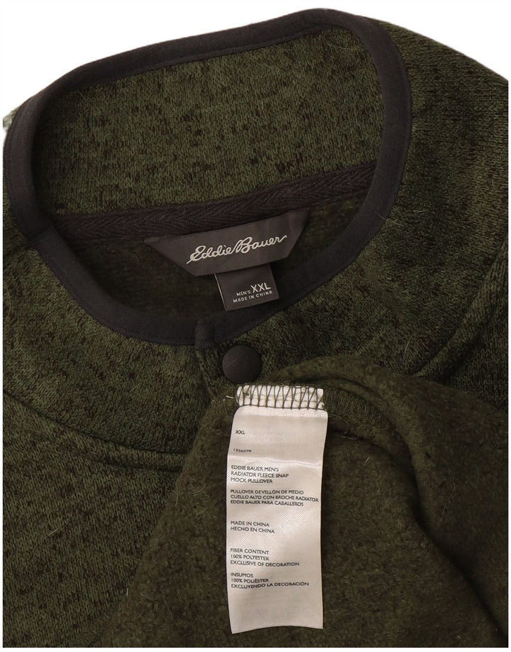 Eddie Bauer Herren-Sweatshirt mit Knopfkragen, 2XL, grün geflecktes Polyester