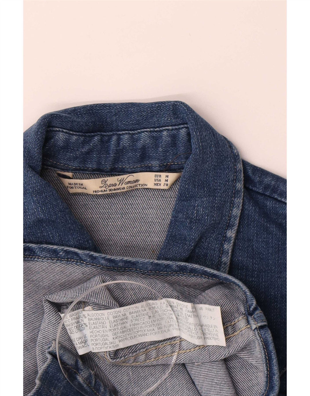 Zara Damen Jeanshemd UK 12 Mittelblaue Baumwolle