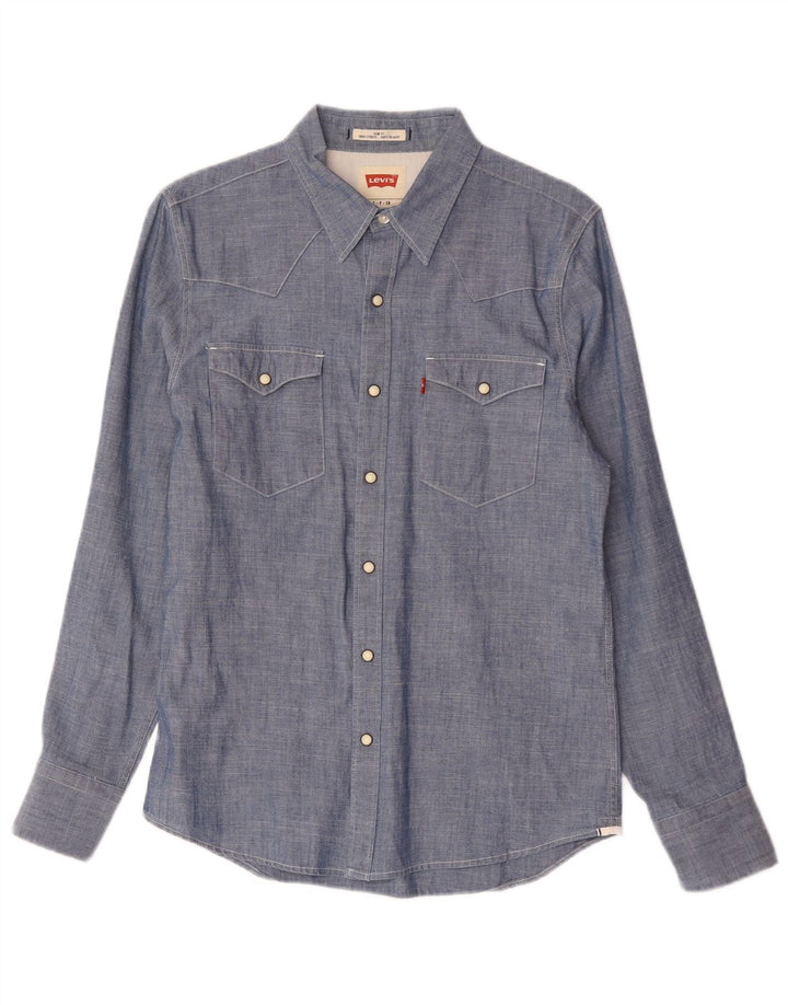 Levi's Herren-Slim-Fit-Hemd, klein, aus blauer Baumwolle