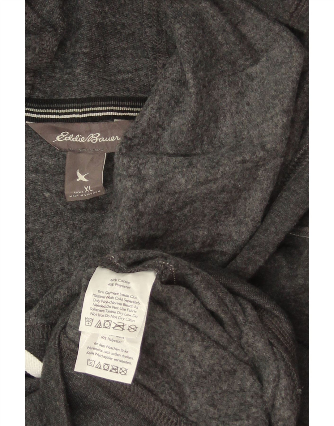 EDDIE BAUER Herren Kapuzenpullover XL Grau Baumwolle