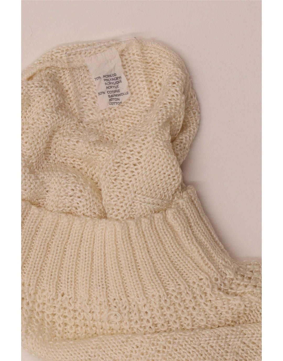Vintage Damen Pullover mit normaler Passform und Rundhalsausschnitt, Gr. 12, mittelgrau