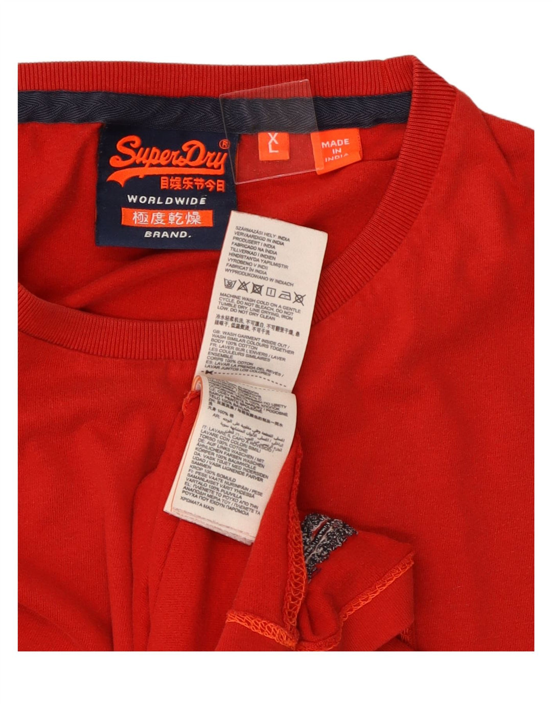 SUPERDRY Herren T-Shirt Top XL aus roter Baumwolle