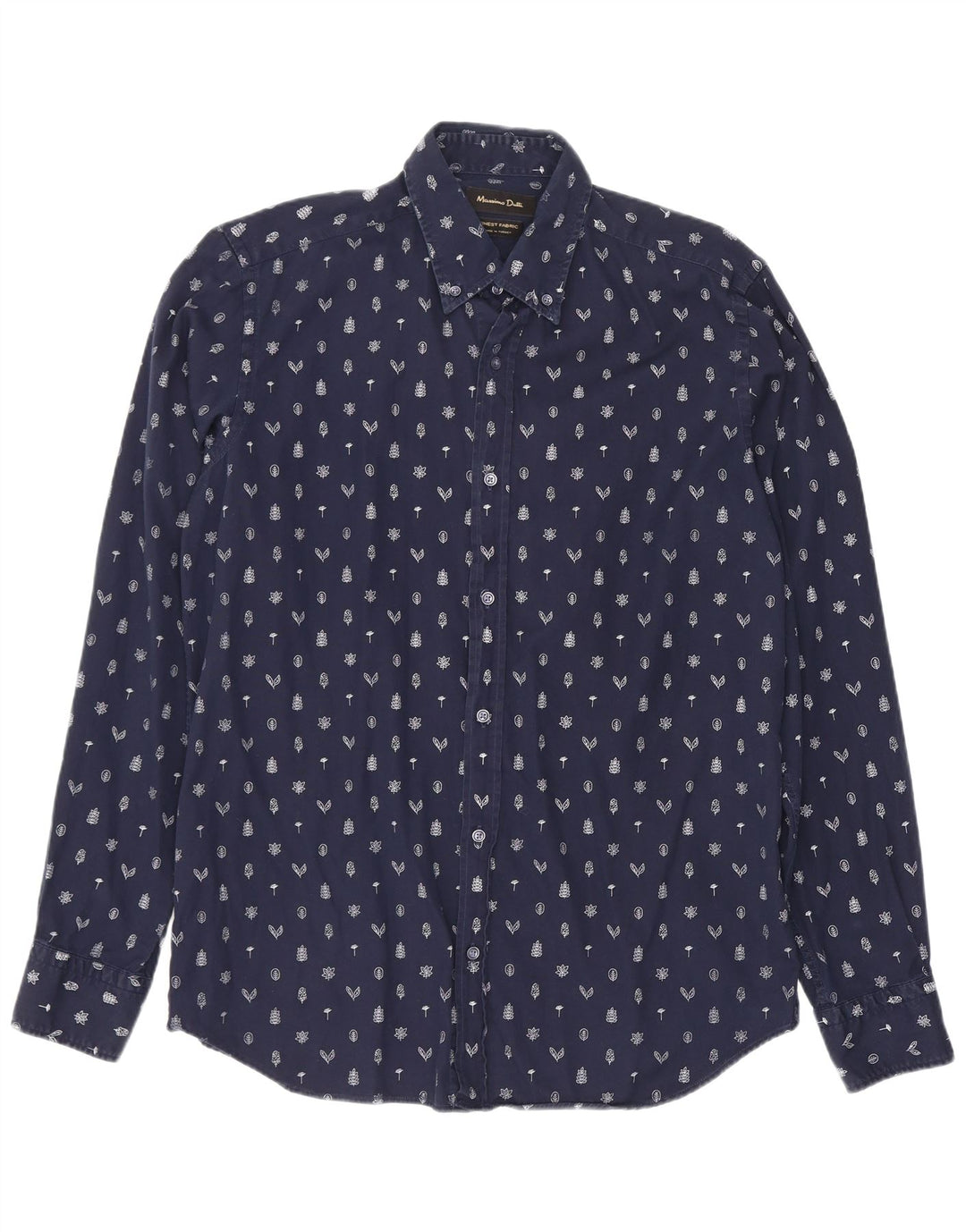 Massimo Dutti Herrenhemd Medium Marineblau mit Blumenmuster