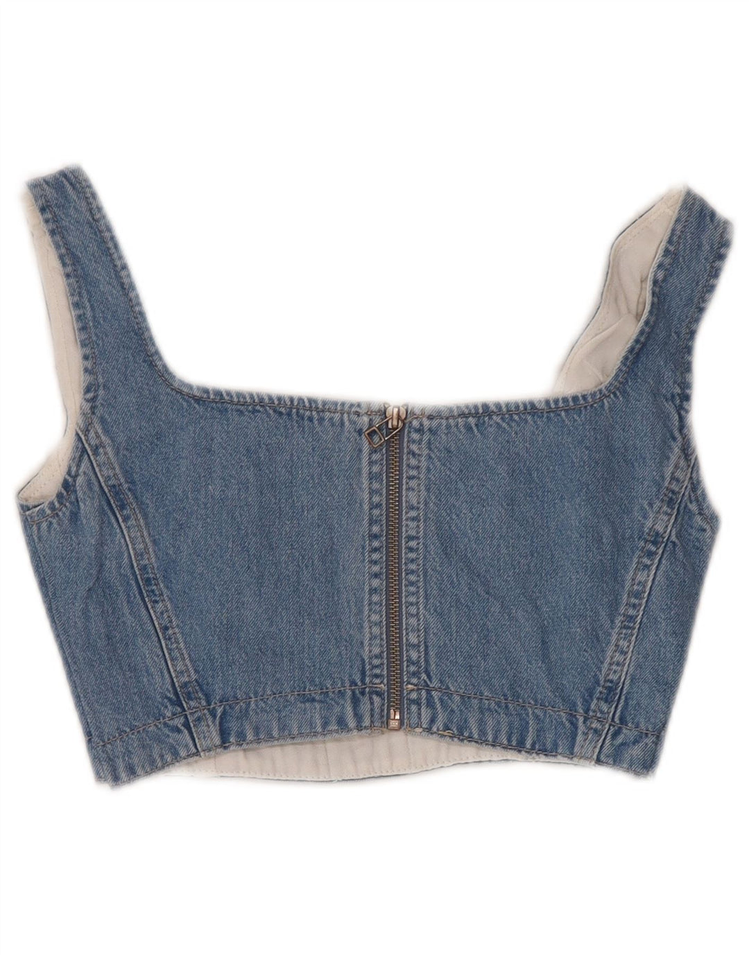 CALVIN KLEIN JEANS Ärmelloses Denim-Crop-Top für Damen UK 6 XS Blau