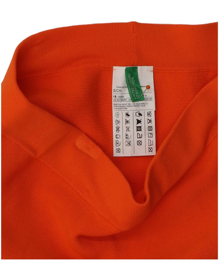 BENETTON Damen A-Linienrock Small W26 Orange Viskose
