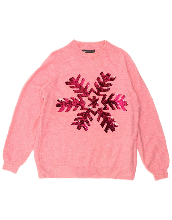 MARKS & SPENCER Damen-Pullover mit Rundhalsausschnitt, Gr. 10, klein, rosa geblümt