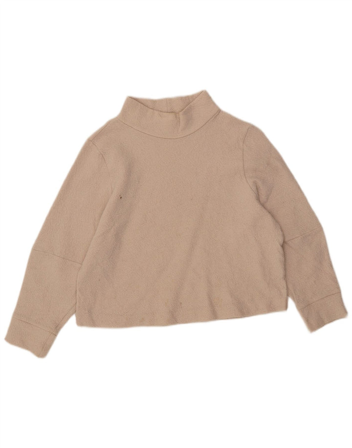 Cos Damen-Pullover mit Rollkragen, 3/4-Ärmel, UK-Gr. 14, mittelbeige Wolle