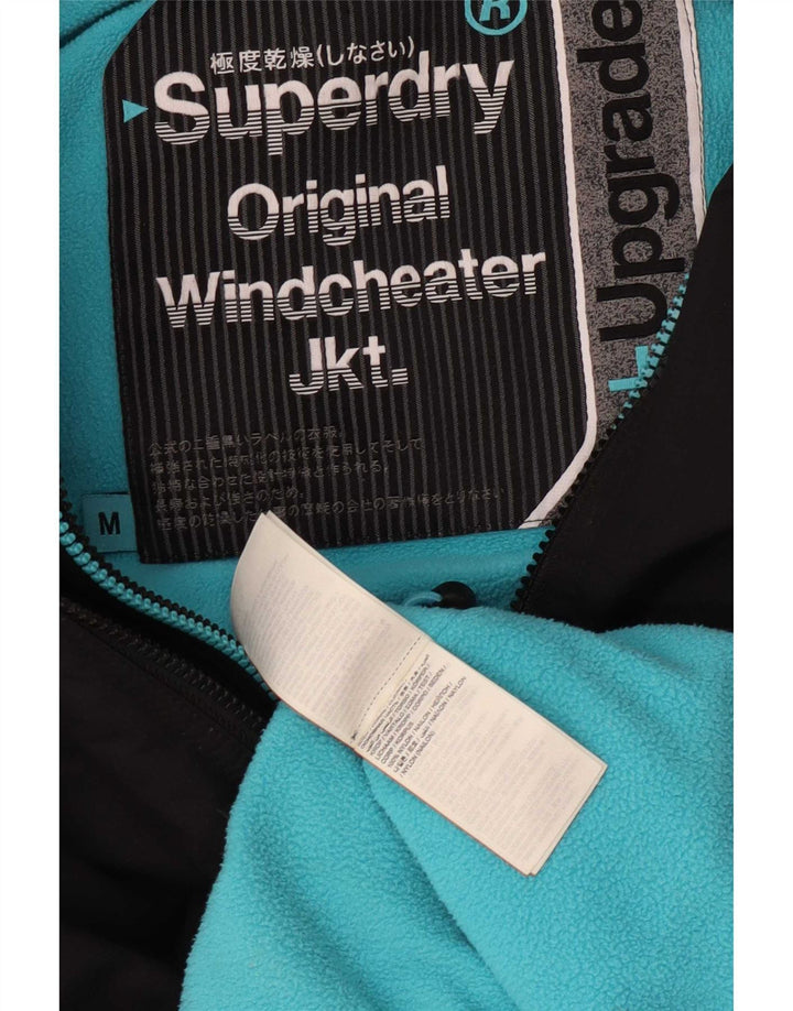 Superdry Herren Windcheater Kapuzen-Windjacke UK 38 Medium Schwarz