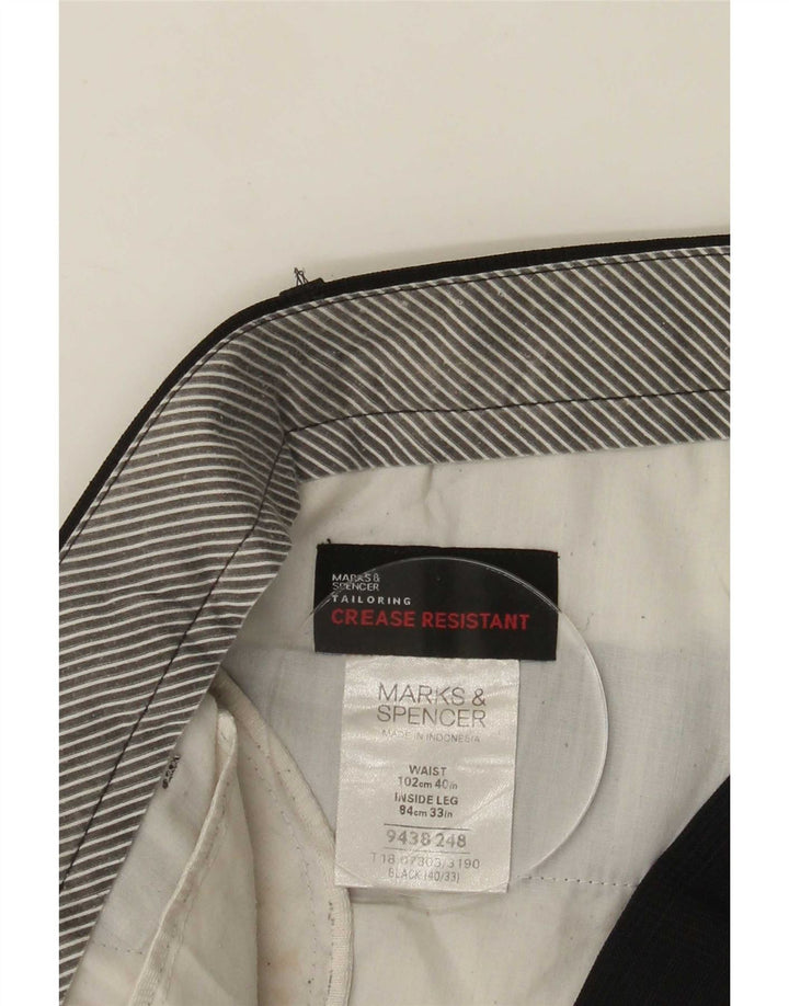 Gerade Herren-Anzughose von Marks & Spencer, W40, L33, Schwarz, Polyester