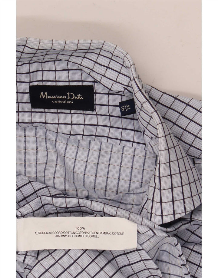 Massimo Dutti Herren-Formalhemd, Größe 41 16, große blau karierte Baumwolle