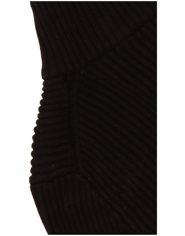 Hugo Boss Damen-Pullover mit Reißverschluss am Hals, UK 14, Größe L, schwarze Schurwolle