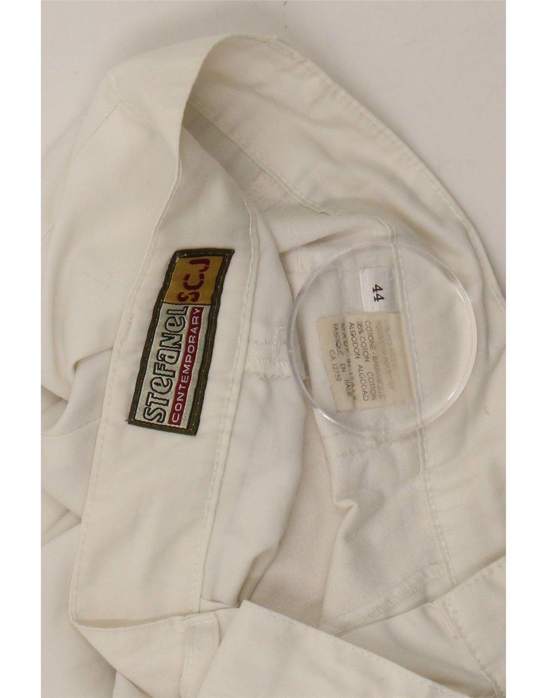 STEFANEL Womens Tapered Chino Trousers IT 44 Medium W29 L28 White Vintage Stefanel and Second-Hand Stefanel from Messina Hembry 