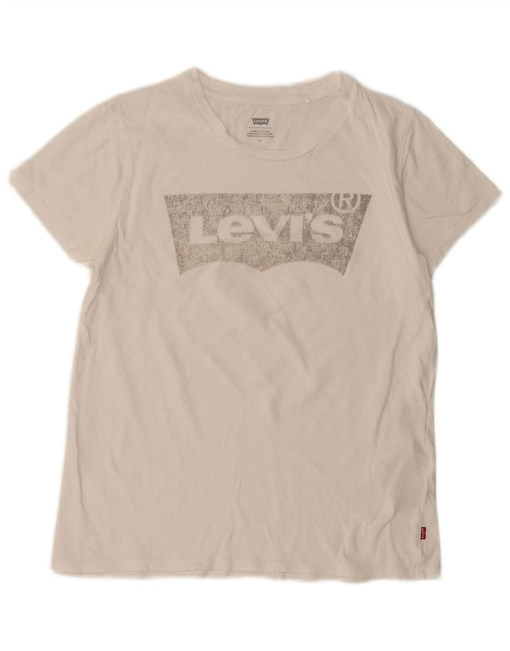 Levi's Damen-T-Shirt mit Grafik, UK 12, mittelweiße Baumwolle