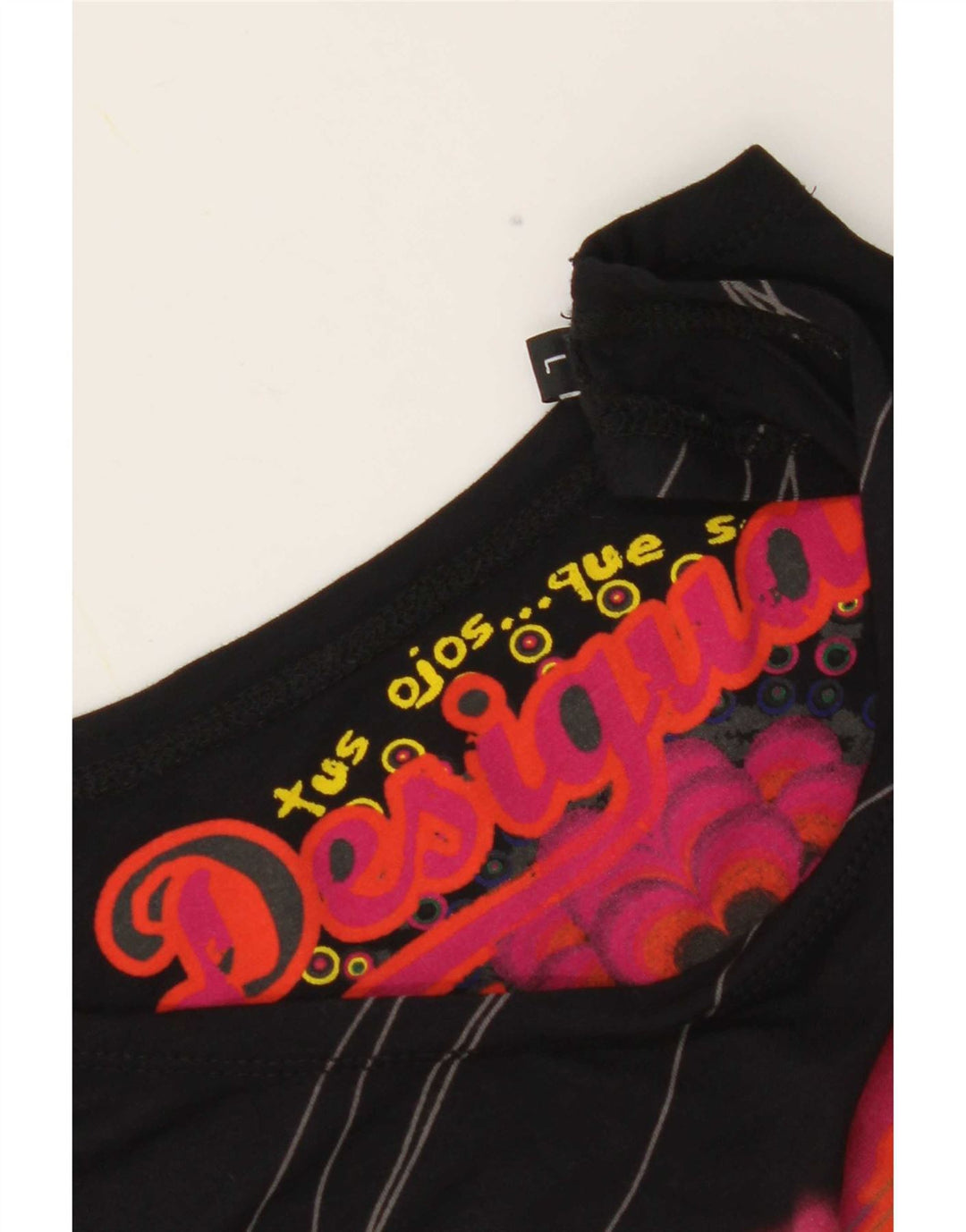 Desigual Damen Graphic Vest Top UK 14 Large Schwarz