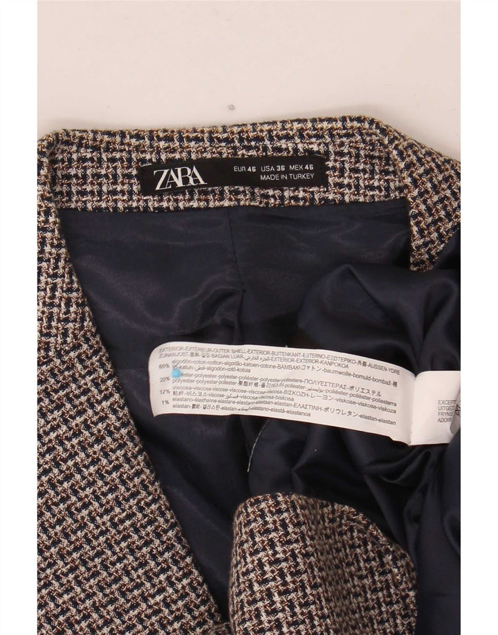 Zara Herren-Blazer mit 2 Knöpfen, EU 46, klein, braun, geometrisch, Baumwolle