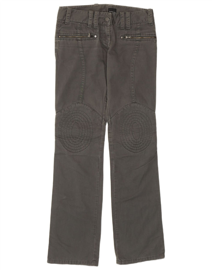 CALVIN KLEIN Damen Gerade Freizeithose W27 L34 Graue Baumwolle