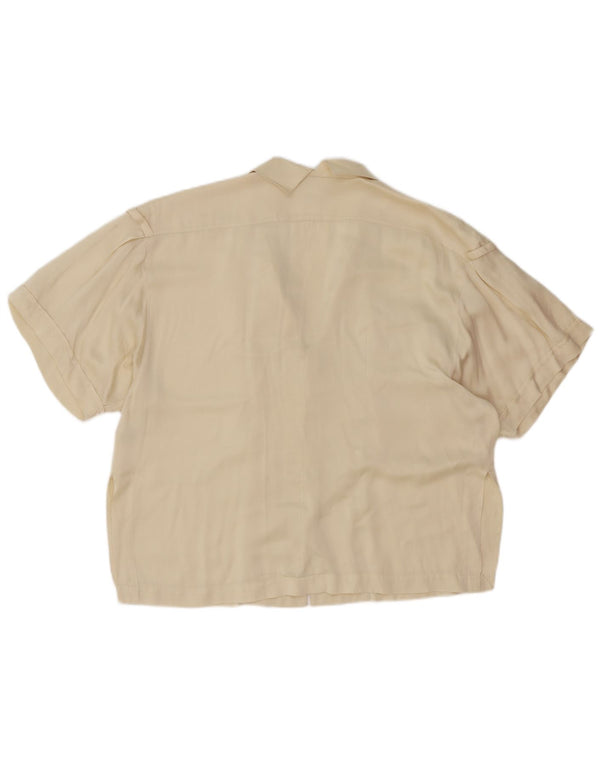 Claude Montana Damen Kurzarm-Hemdbluse US 6 Medium Off White