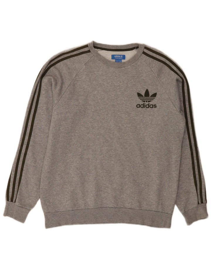 Adidas Herren Sweatshirt Pullover mittelgraue Baumwolle