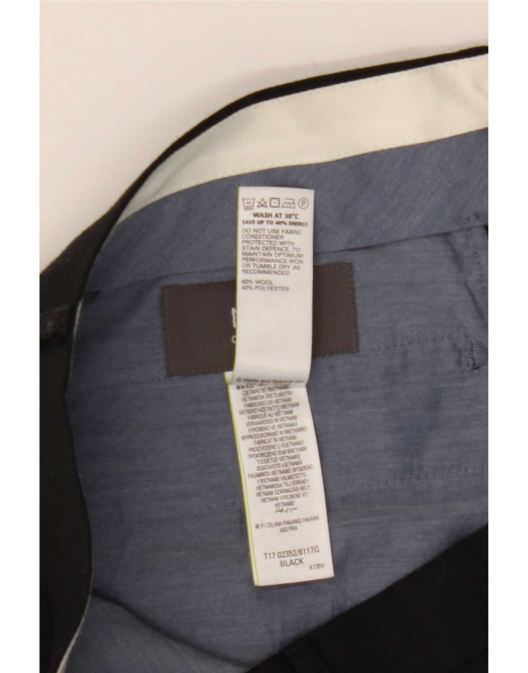 Marks & Spencer Herren-Freizeithose, normal, W36, L31, schwarze Wolle