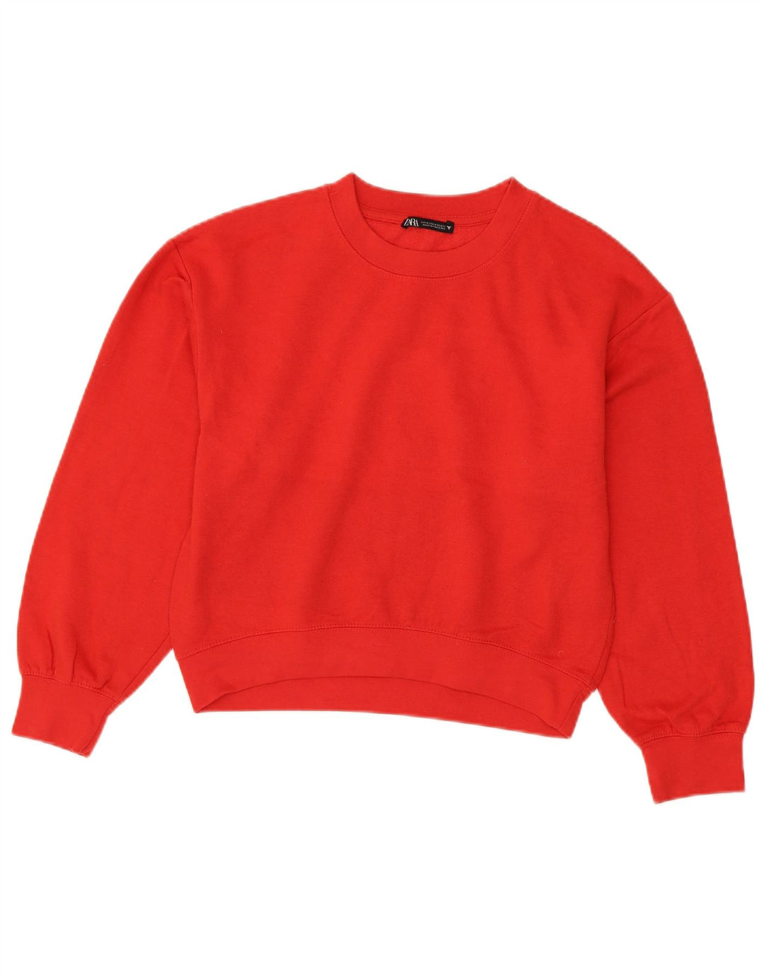 Zara Damen Crop Sweatshirt Pullover UK 14 Mittelrotes Polyester