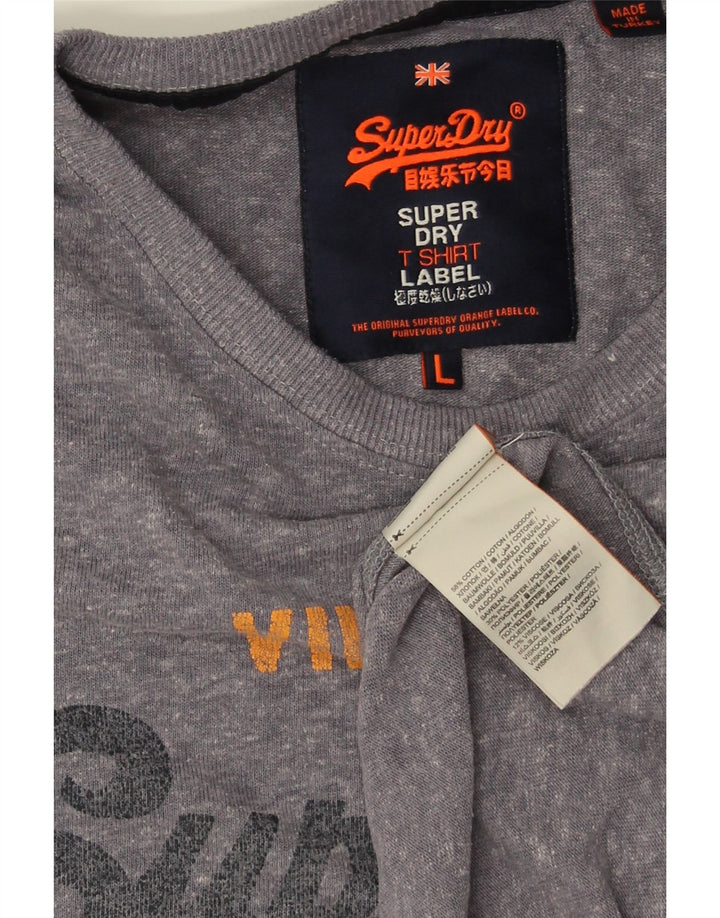 SUPERDRY Herren-T-Shirt mit grafischem Motiv, groß, grau gesprenkelte Baumwolle