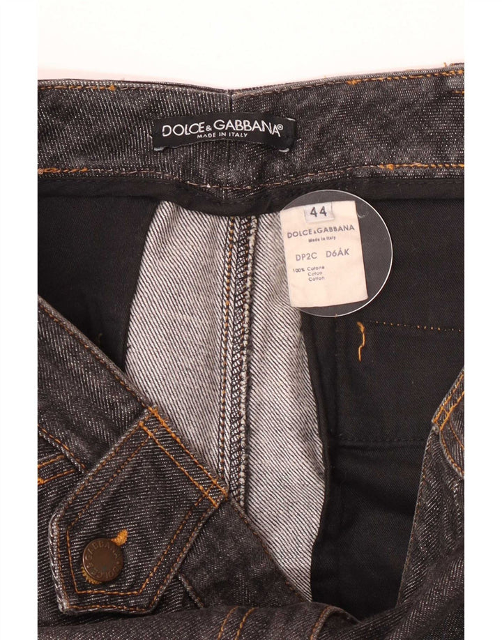 Dolce & Gabbana Damen Schlagjeans IT 44 Mittel W32 L33 Graue Baumwolle