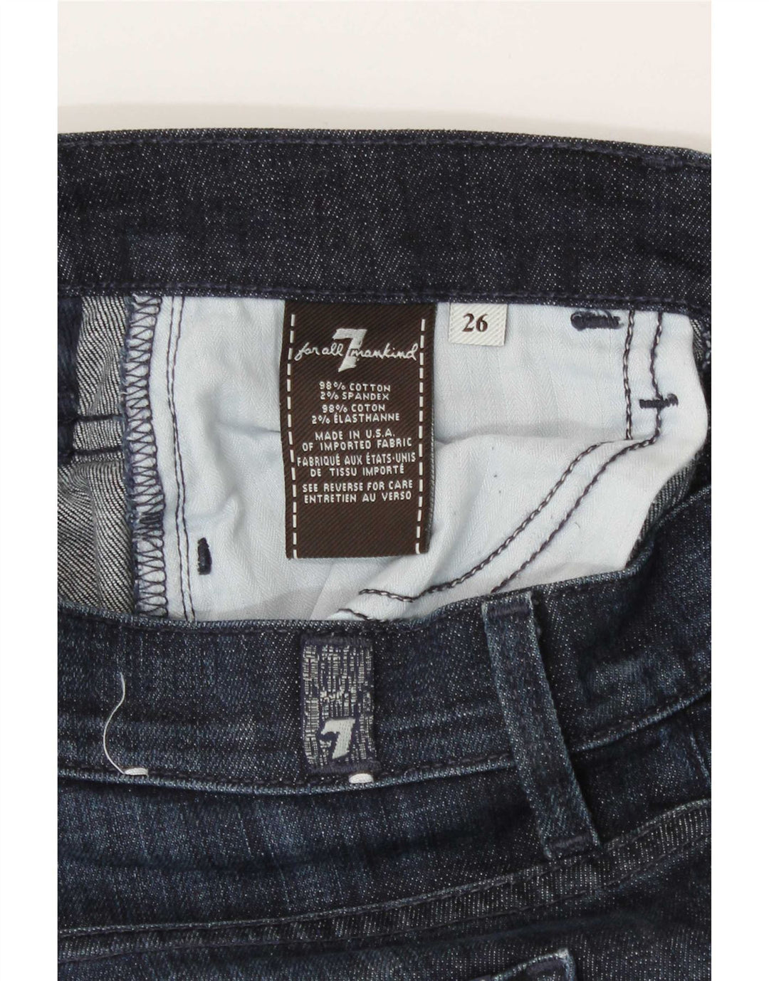 7 For All Mankind Damen Mid Rise Bootcut Jeans W26 L30 Marineblau