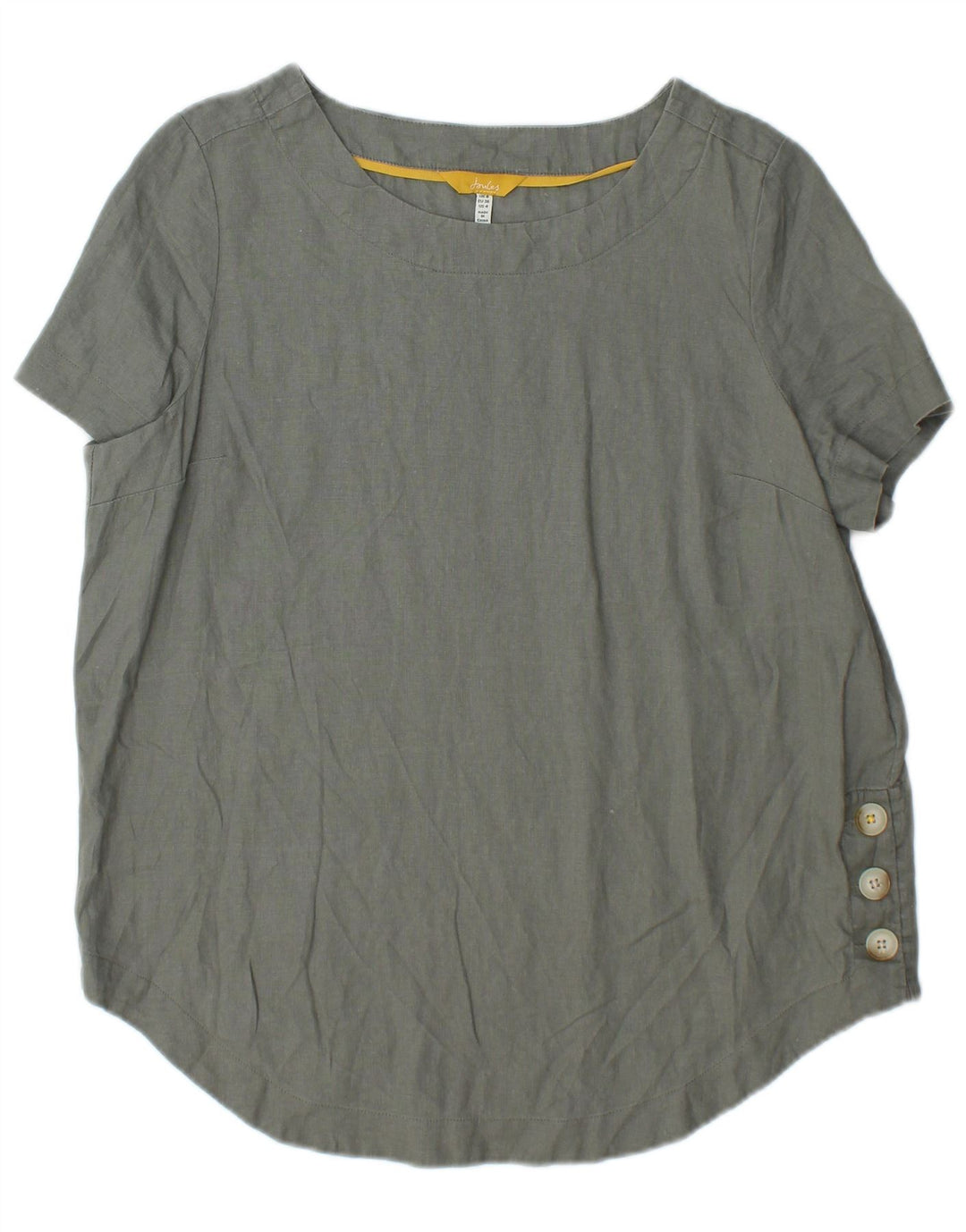 JOULES Lang geschnittenes, übergroßes Blusenoberteil für Damen, Größe S, Khaki, Leinen