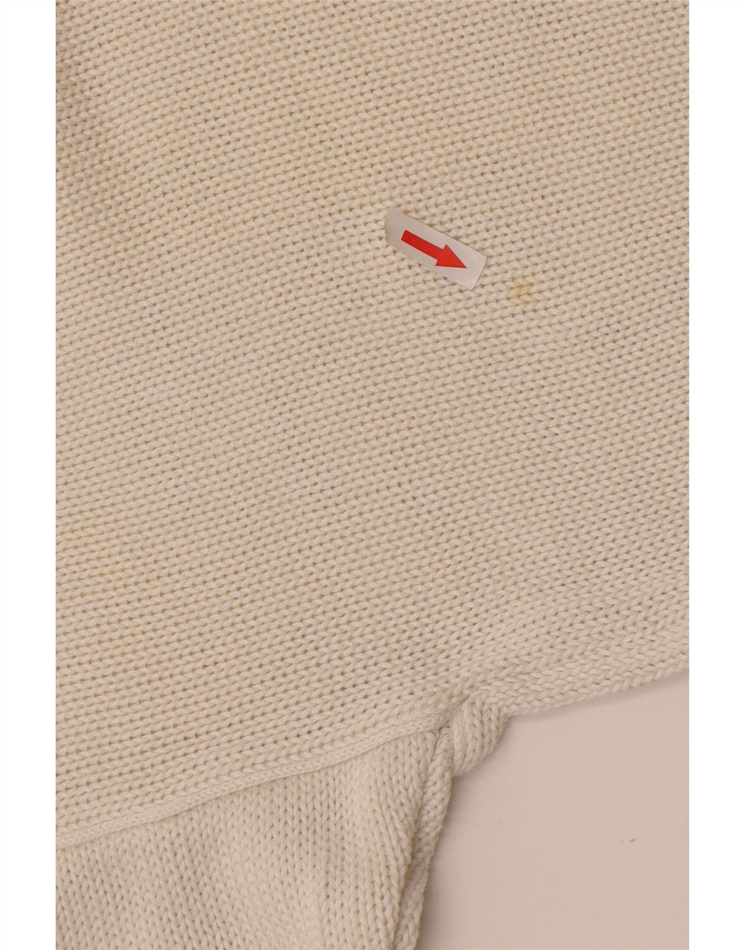 Vintage Damen Pullover mit grafischem V-Ausschnitt, Gr. 14, Mittelweiß