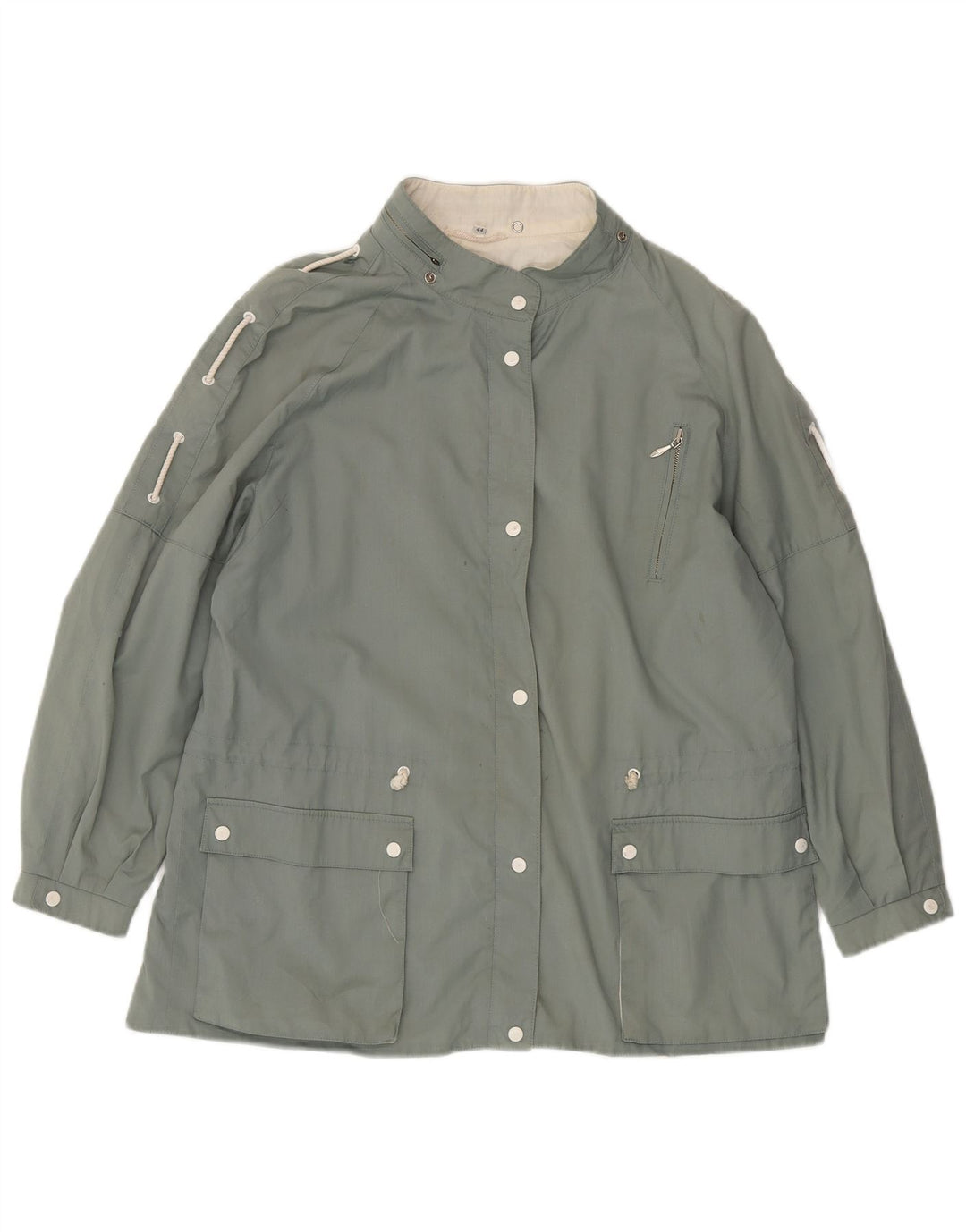 VINTAGE Womens Oversized Utility Jacket IT 44 Medium Grey Polyester Vintage Vintage and Second-Hand Vintage from Messina Hembry 