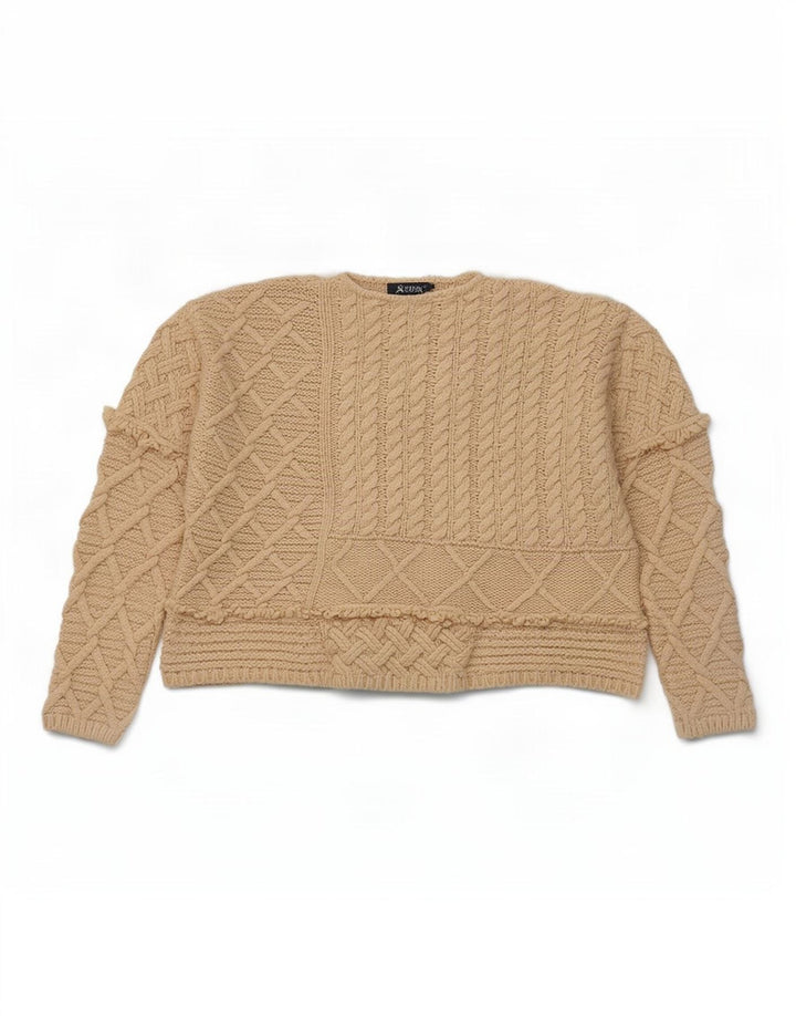 Zara Damen-Pullover, übergroß, mit Rundhalsausschnitt, Gr. 14, Mittelbeige