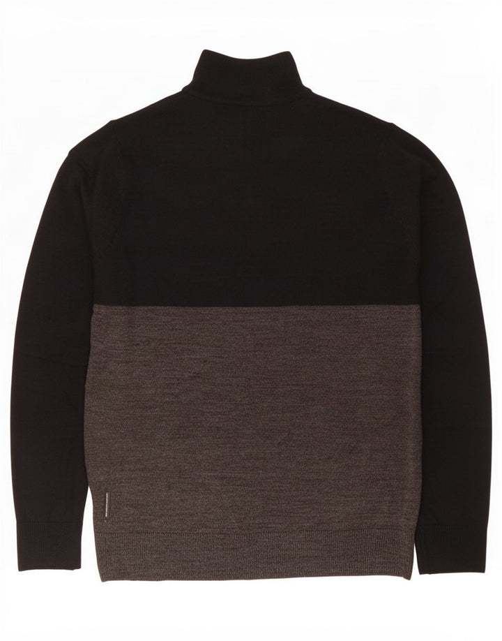 French Connection Herren-Pullover mit Reißverschluss am Hals, Mittelschwarz, Farbblock