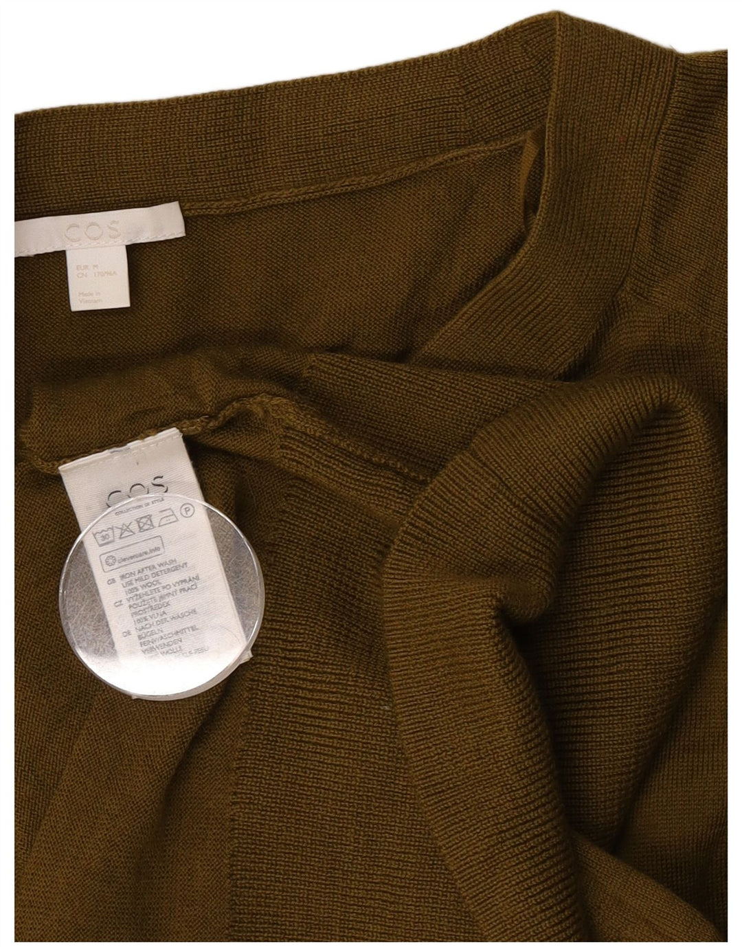 Cos Damen-Strickjacke in Übergröße, UK 14, mittelgrüne Wolle