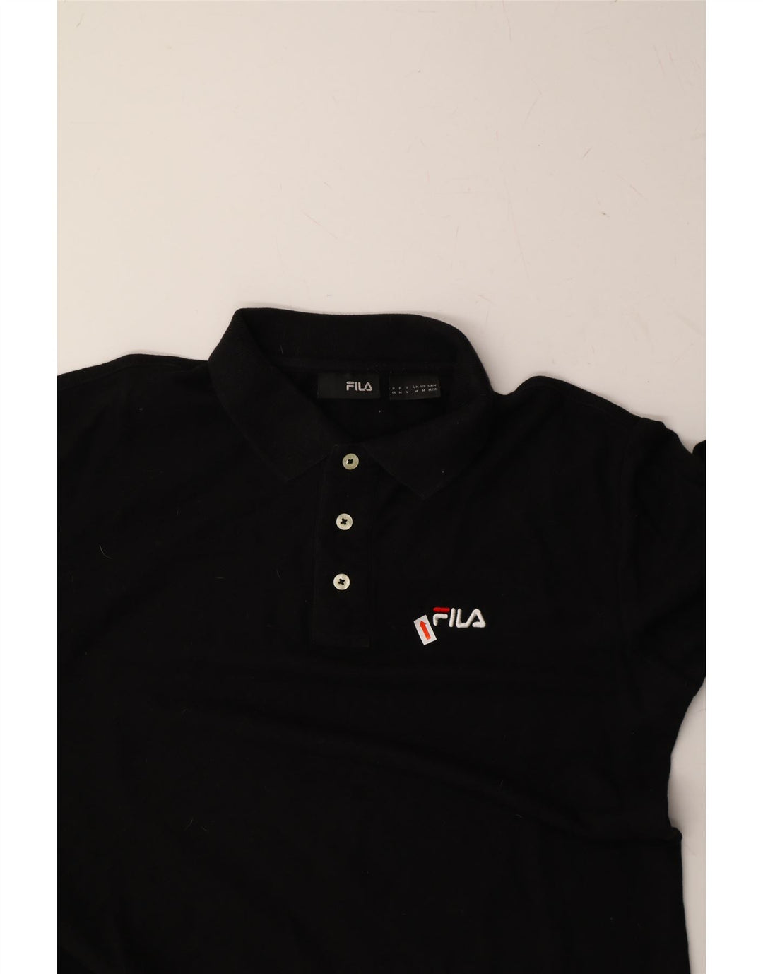 FILA Mens Long Sleeve Polo Shirt Medium Black Cotton Vintage Fila and Second-Hand Fila from Messina Hembry 