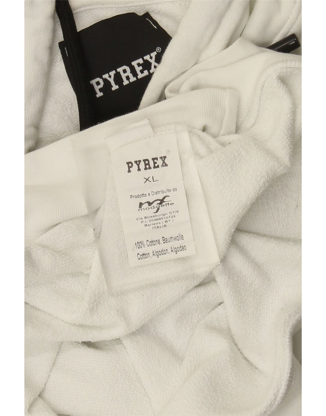 Pyrex Herren-Kapuzenpullover mit Grafik, XL, weiße Baumwolle