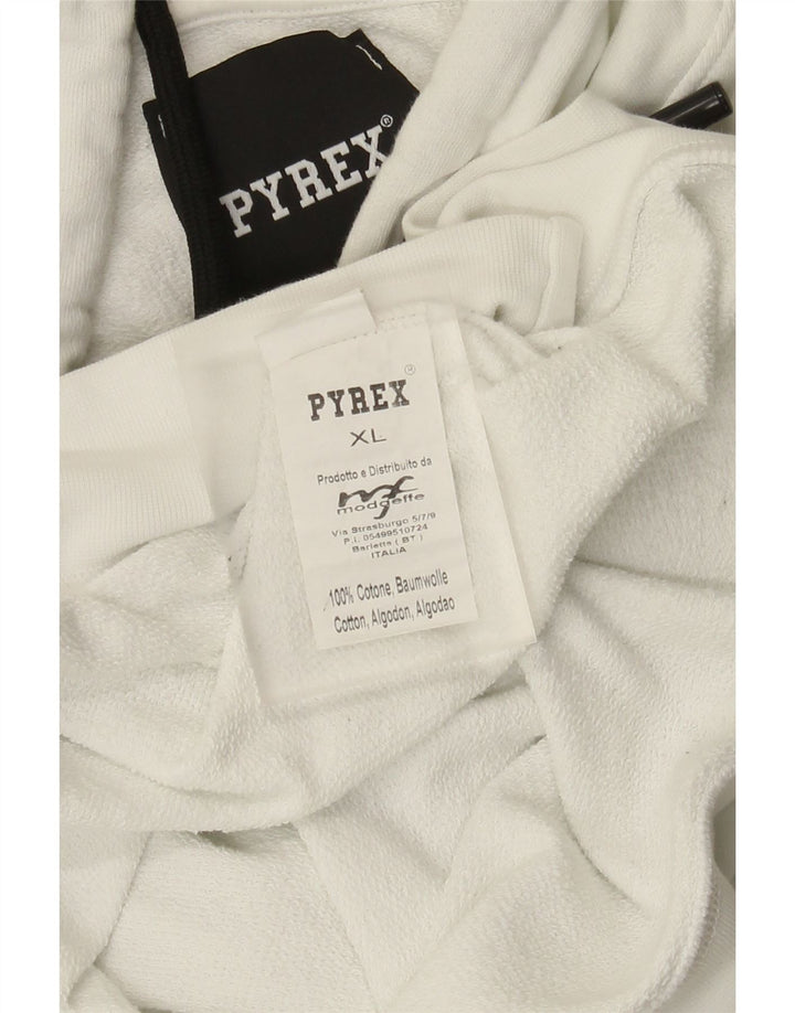 Pyrex Herren-Kapuzenpullover mit Grafik, XL, weiße Baumwolle