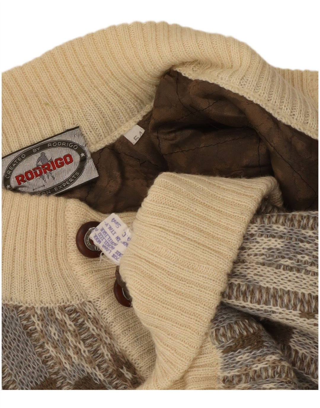 Rodrigo Herren-Cardigan-Pullover IT 54 XL Mehrfarbige geometrische Wolle