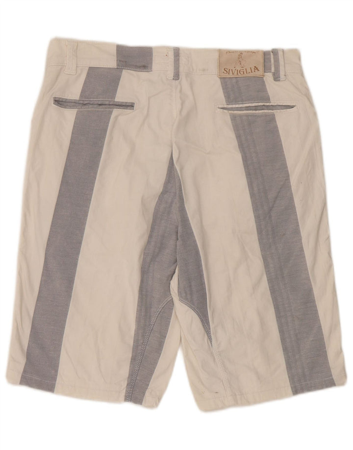 SIVIGLIA Herren-Freizeitshorts W33 Mittelweiß gestreifte Baumwolle