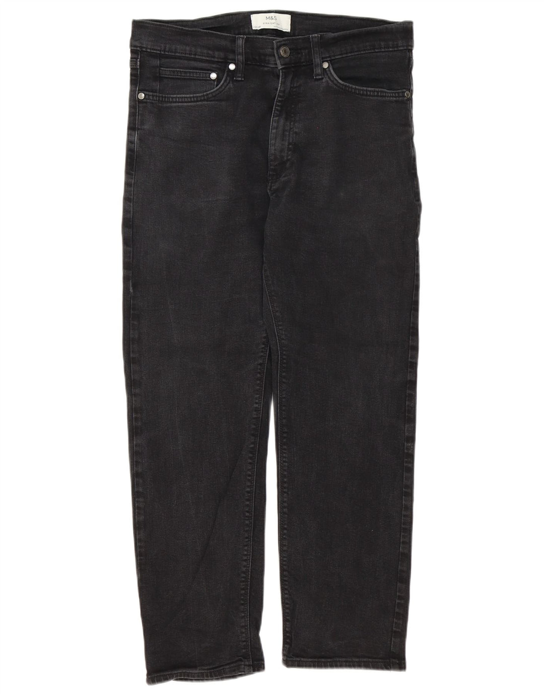 Marks & Spencer Herren Straight Jeans W32 L27 Schwarze Baumwolle