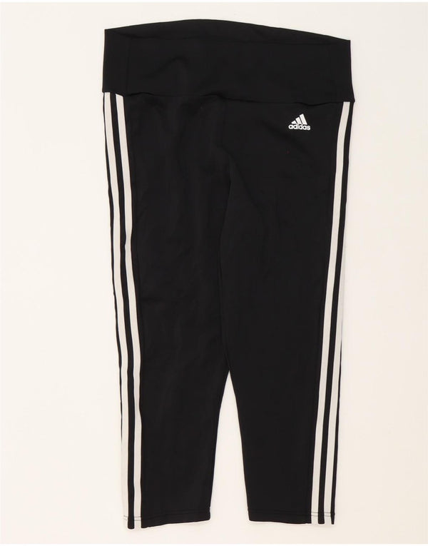Adidas Damen Aeroready Capri Leggings UK 16/18 Large Schwarz Polyester