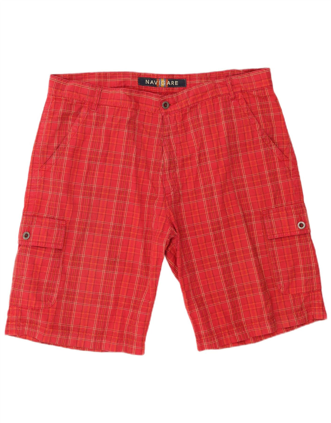 Navigare Herren Cargo-Shorts W41 XL rot karierte Baumwolle