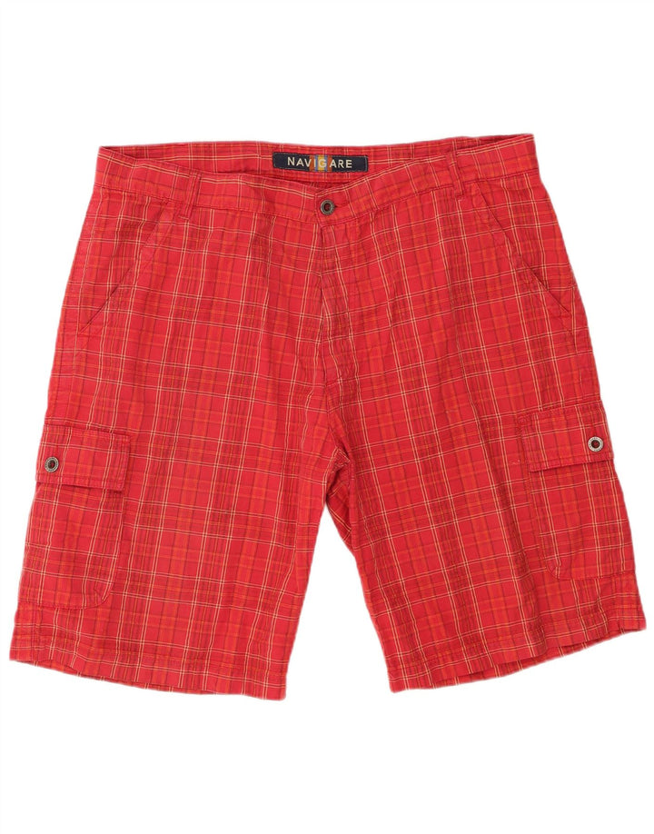 Navigare Herren Cargo-Shorts W41 XL rot karierte Baumwolle
